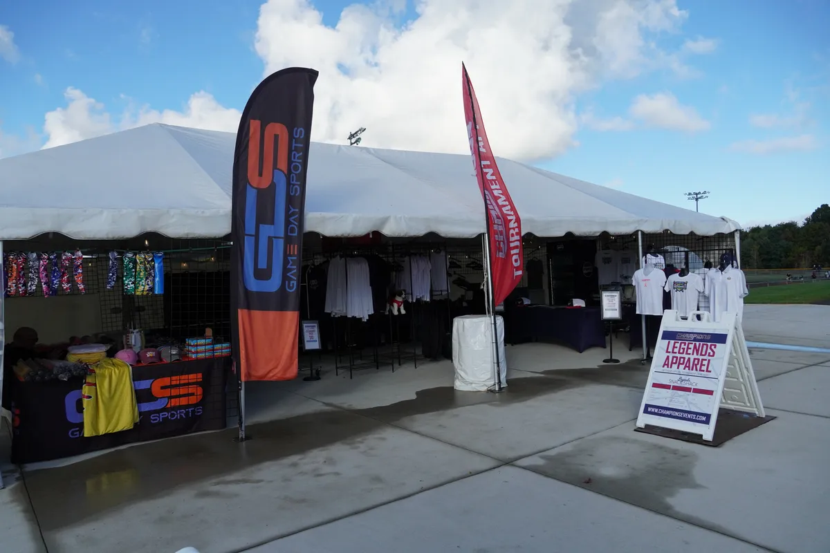 Tournament clothing and merchandise at the Legends Apparel tent