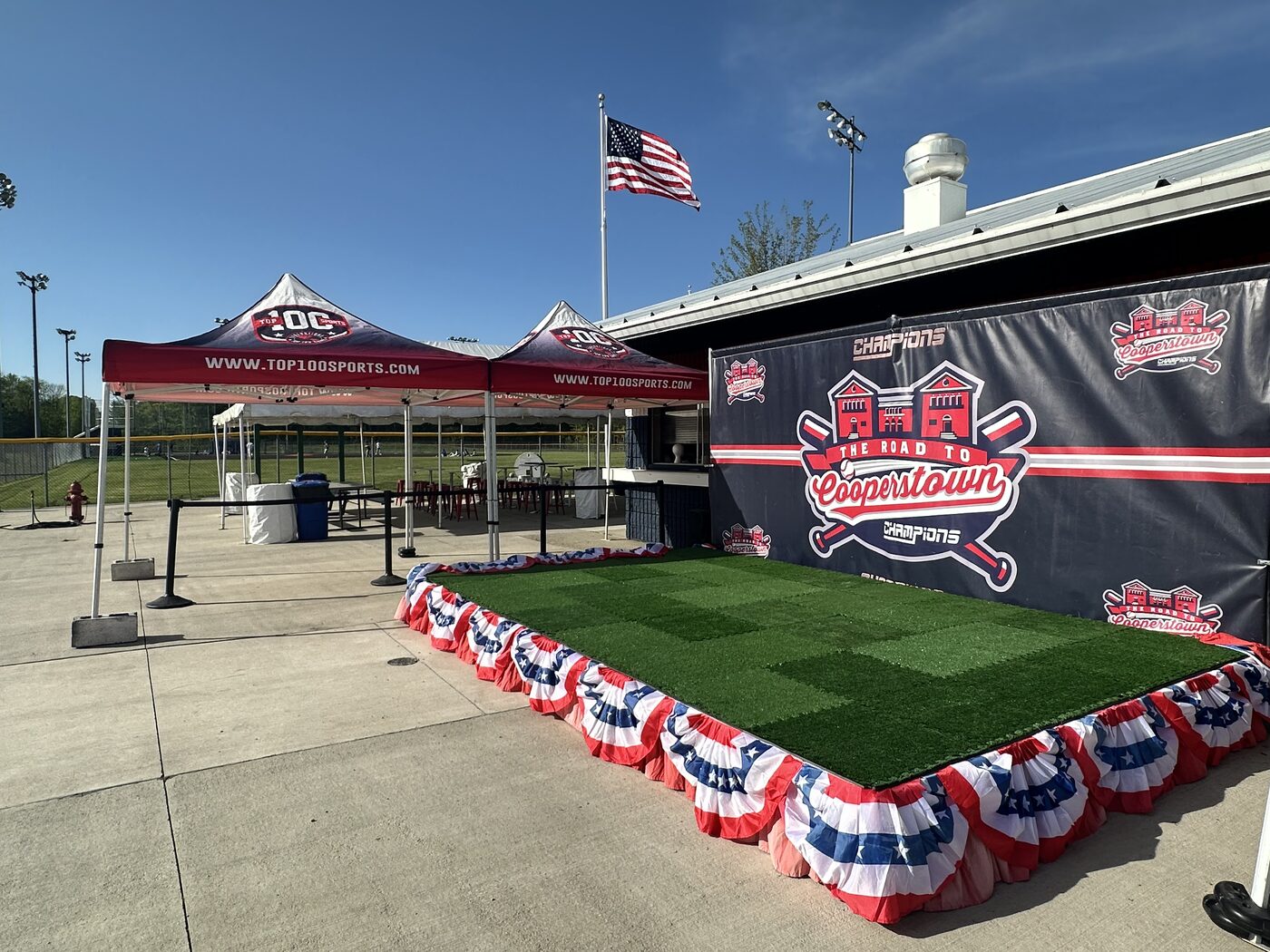 The Champions Stage in the courtyard at Legends Fields